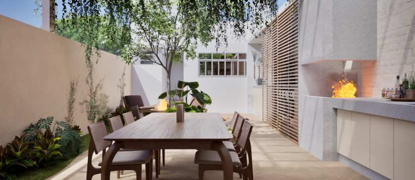 Integração de sala e jardim em terreno compacto - Escritório de arquitetura em Curitiba