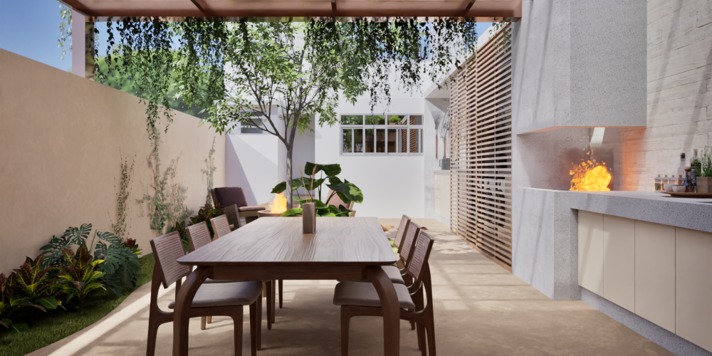 Integração de sala e jardim em terreno compacto - Escritório de arquitetura em Curitiba